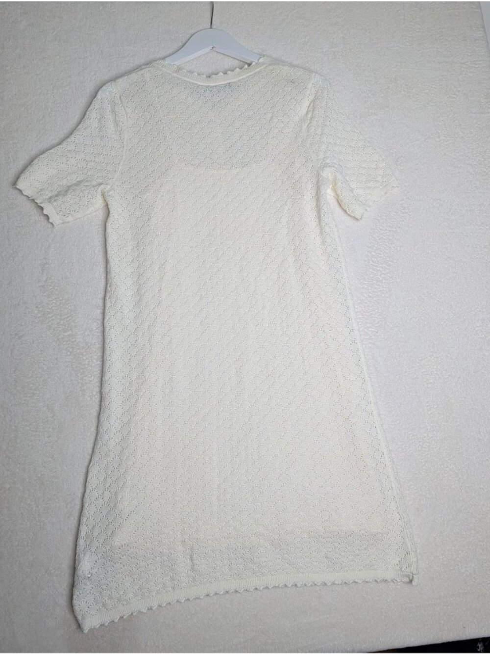 Gap Ivory Frost Pointelle Crochet Linen-Blend Mini Dress S Tall New - Picture 16 of 16